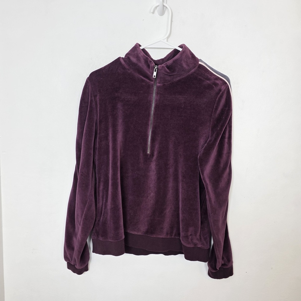 Fabletics Purple‎ 1/2 Zip Velour Britt Sporty Pullover Track Jacket Size Small - Picture 2 of 8